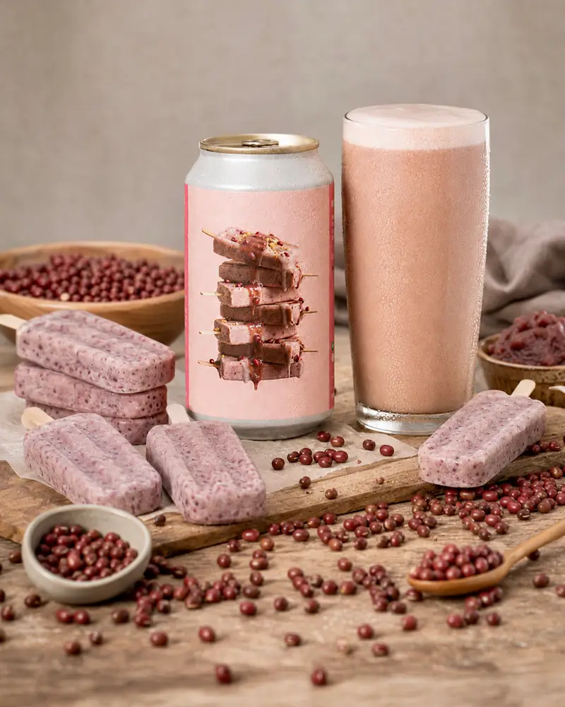 Pink dessert sour styled with red beans and Thai sweets